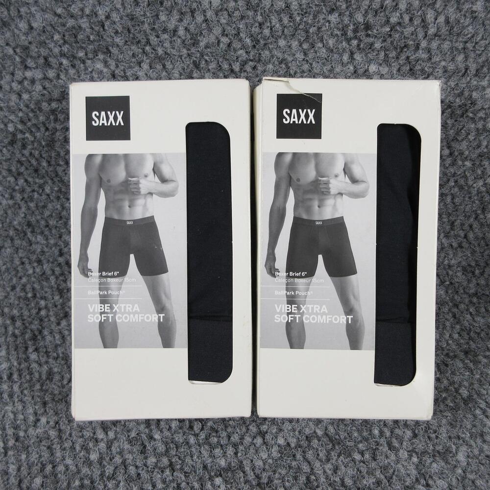 Saxx Boxer Briefs Mens XL Black Viscose Vibe SXVX24F Breathable 2 Pack NWT